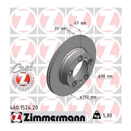 Zimmermann Brake Disc - Standard/Coated, 460152420 460152420